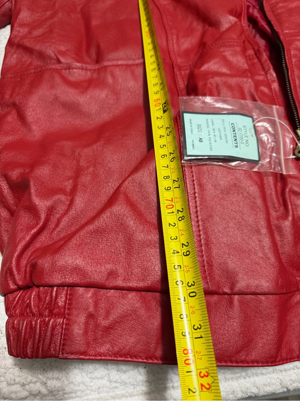 Vintage VENEZIA GENUINE Leather COLLARED Red Coat Fully Lined Insulated A8 - Picture 11 of 13